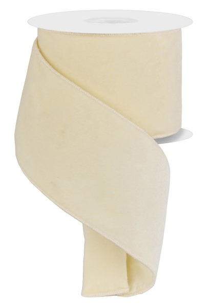 Deluxe Velvet/Satin Backing Ribbon: Cream (10 Yards)