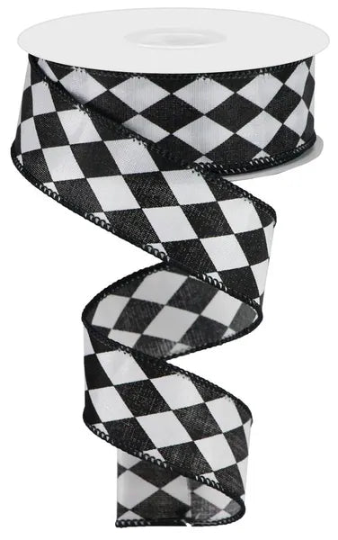 1.5" x 10yd Harlequin on Satin