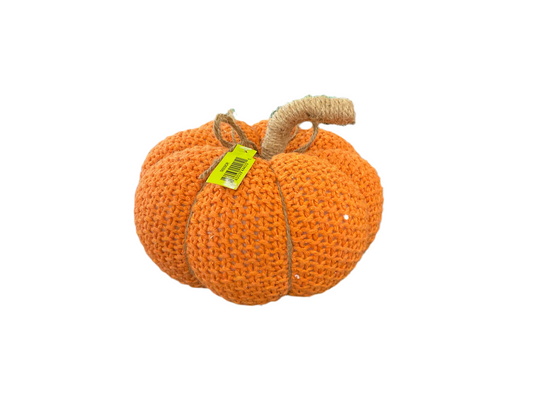 Plush Knitted Pumpkin H7x7" Orange