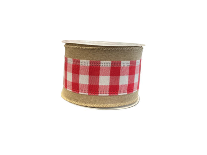 2.5” Royal Burlap Ribbon with Checks 10yds