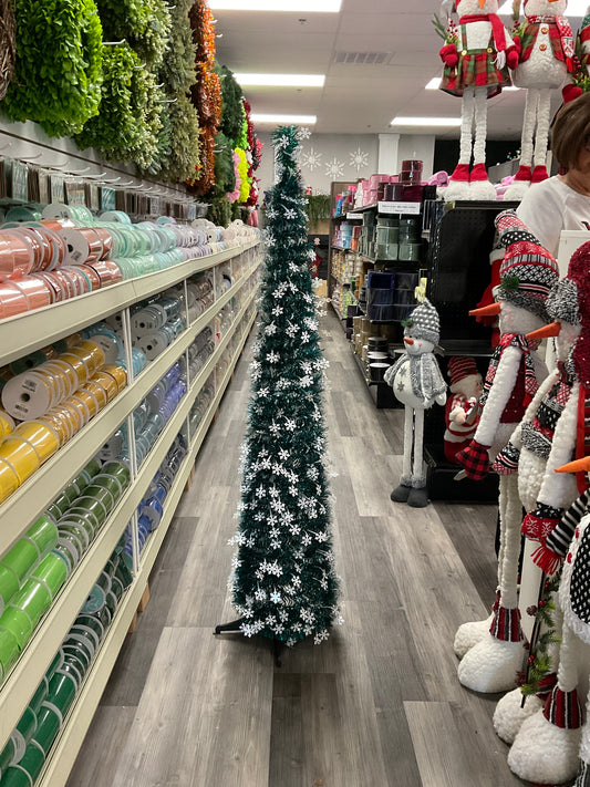 5 Ft. Pop-Up Tree - Teal With White Snowflakes