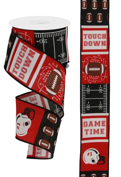 2.5" x 10yd Football Block Pattern Ribbon