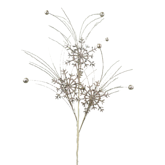 28" Glitter Snowflake Spray: Champagne