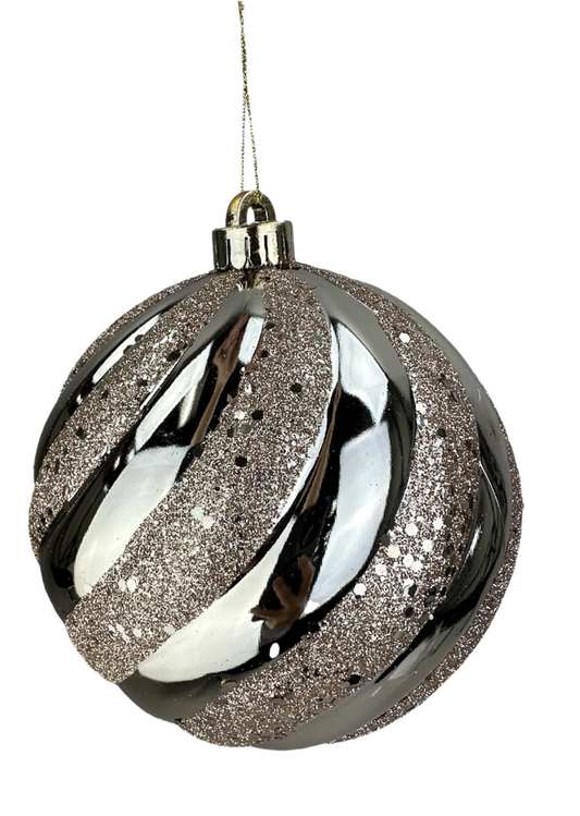 6" Spiral Stripe Ornament: Champagne