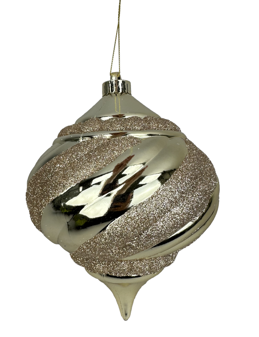 8" Stripe Onion Ornament: Champagne