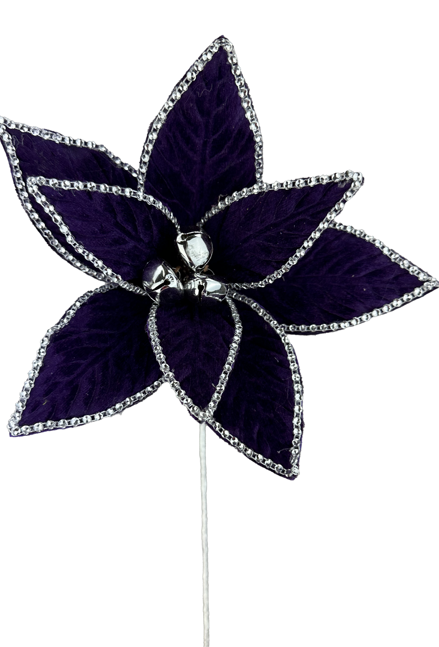 20" Rhinestone Velvet Poinsettia Stems