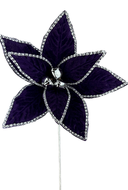 20" Rhinestone Velvet Poinsettia Stems