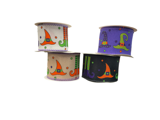 Halloween Ribbon 2.5 X 10 Yards - Witch Hats and Legs