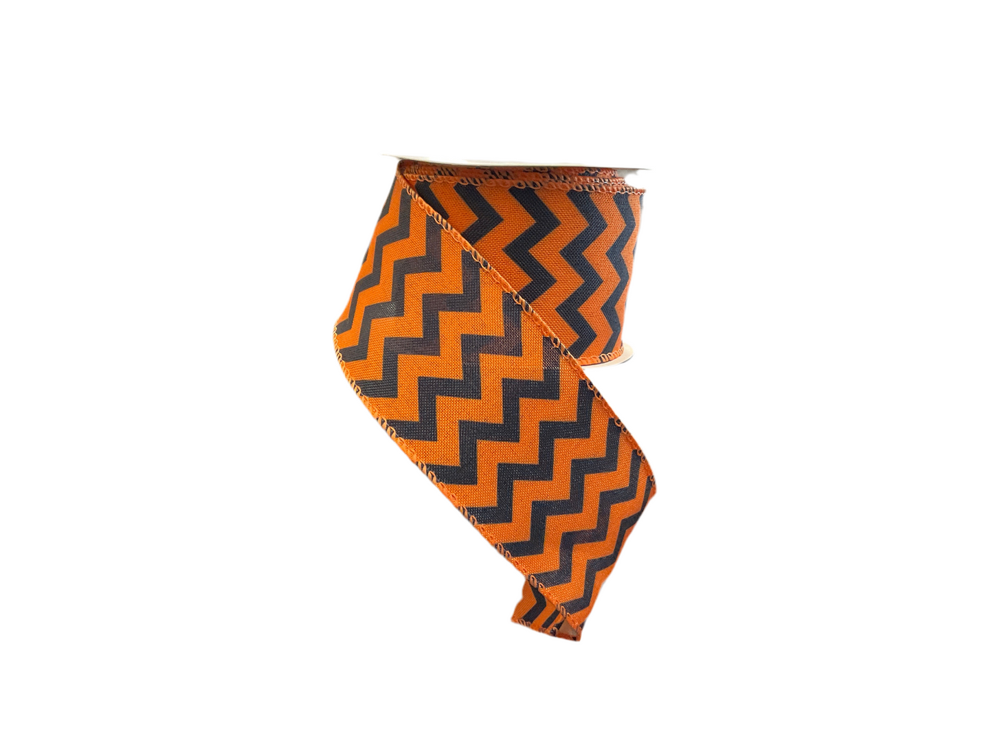 2.5” Chevron Ribbon 10yds - Orange/Black