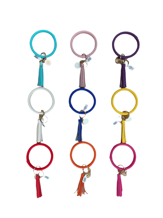 Bangle Bracelet Keyring Solid Color w/ Tassel