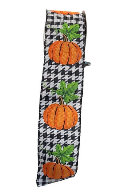 2.5” Pumpkin Check Ribbon x 10yds