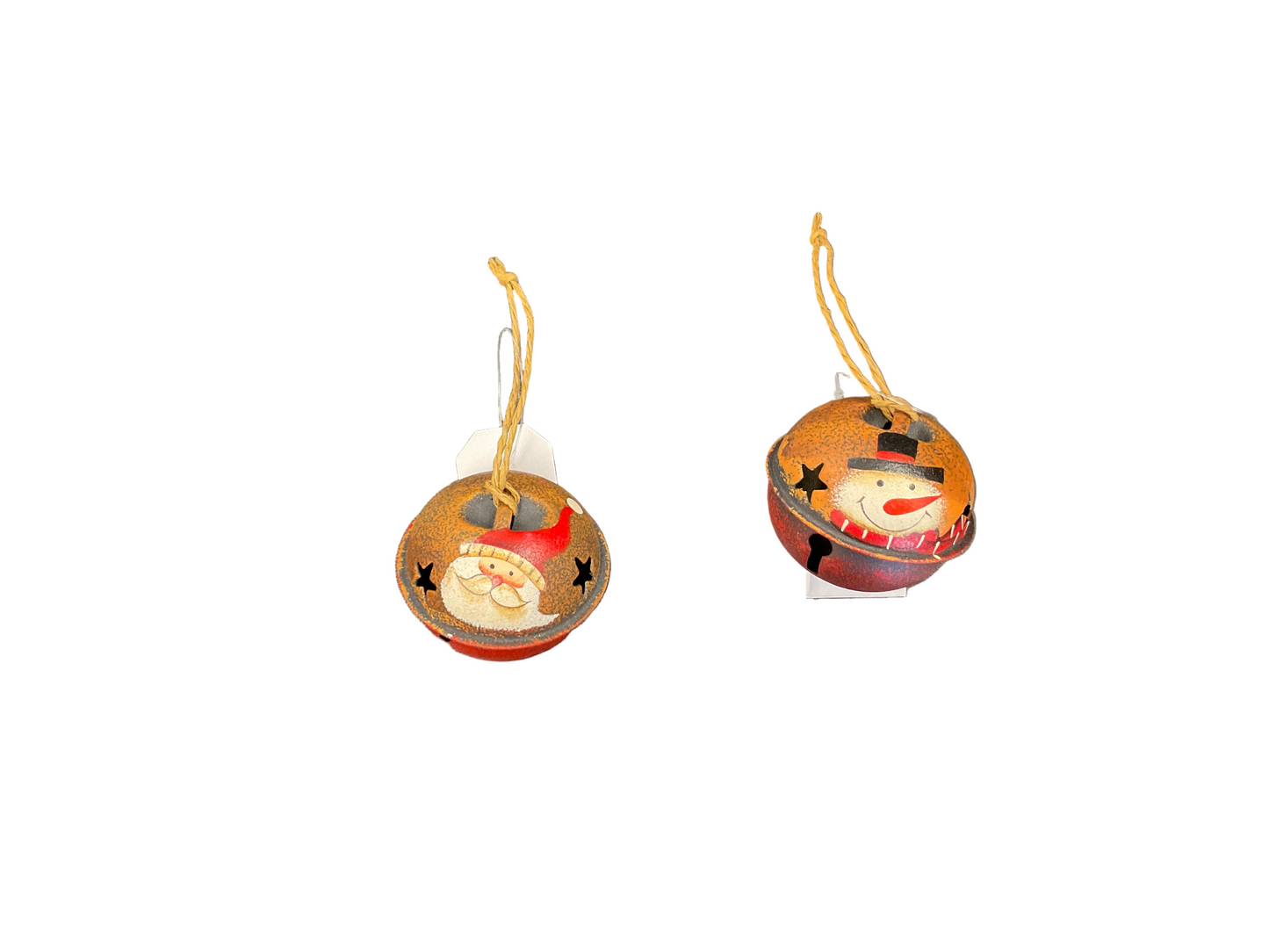Round Snowman or Santa Bell Ornament