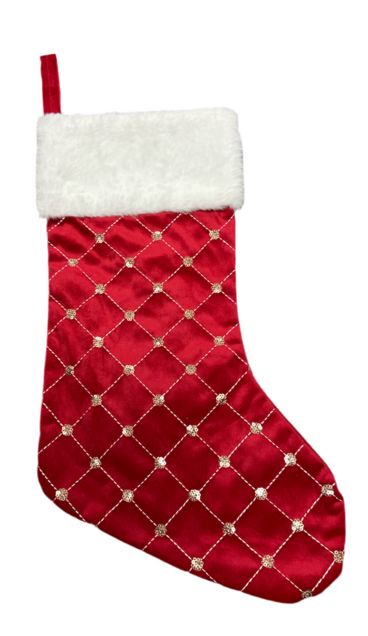 Red and White Satin Stockings with Sequins