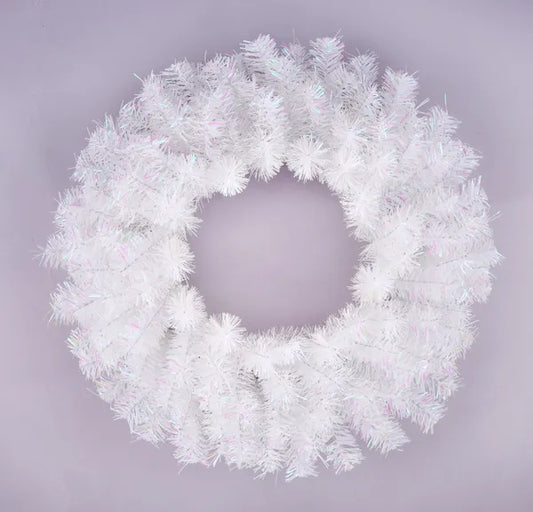 20" Metallic Wreath White/Iridescent