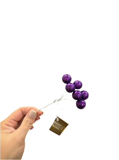 Purple Glitter Ball Pick Small Set Of 12