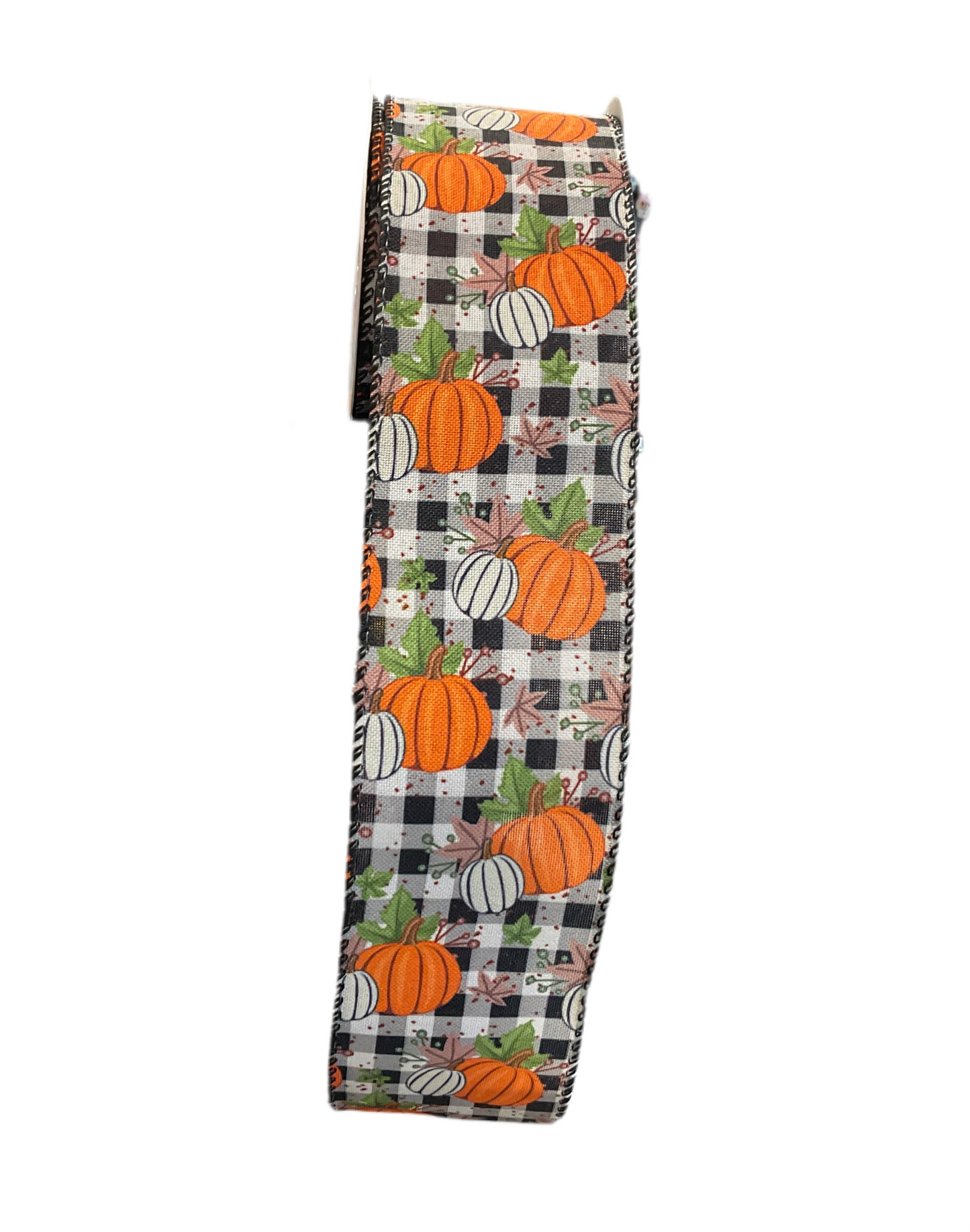 2.5” Pumpkin Check Ribbon x 10yds