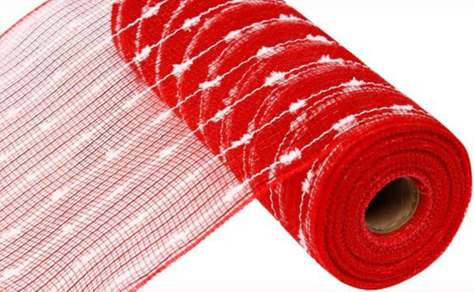 10.25" Snowball Mesh: Red & White (10 Yards)