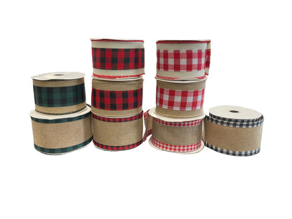 2.5” Royal Burlap Ribbon with Checks 10yds