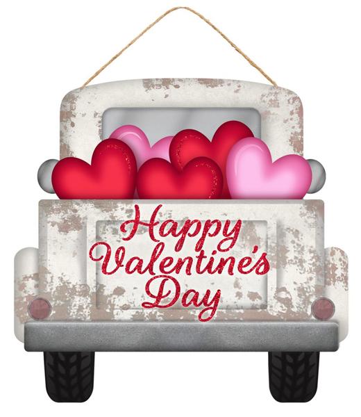 12" Valentines Truck/Glitter Sign