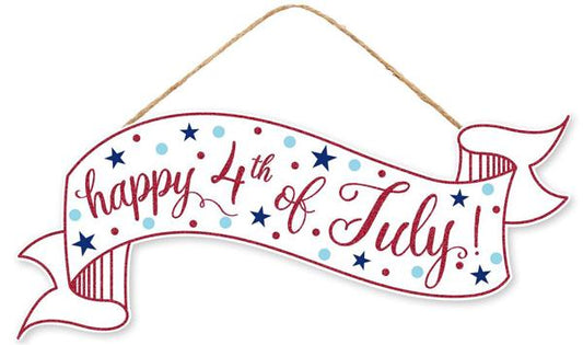 15" x 6.25" Glitter 4th of July Banner Sign