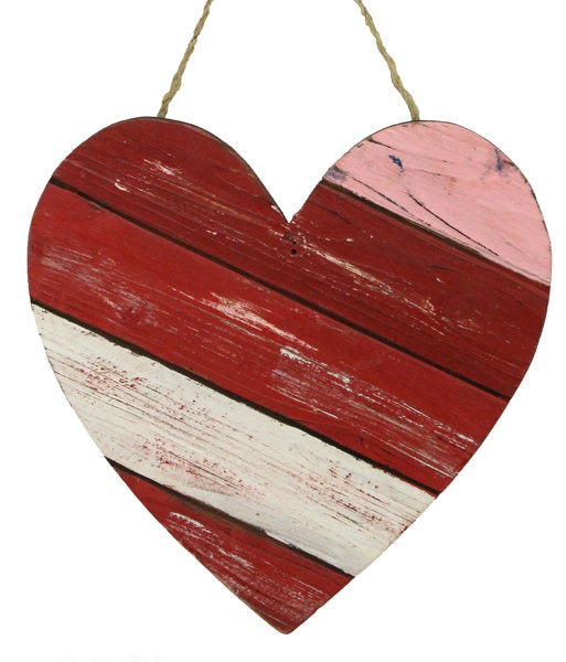 12" Diagonal Slat Wood Heart Sign