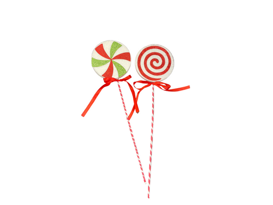 Snow Candy Pick set of 2 - Red/Grn/Wht