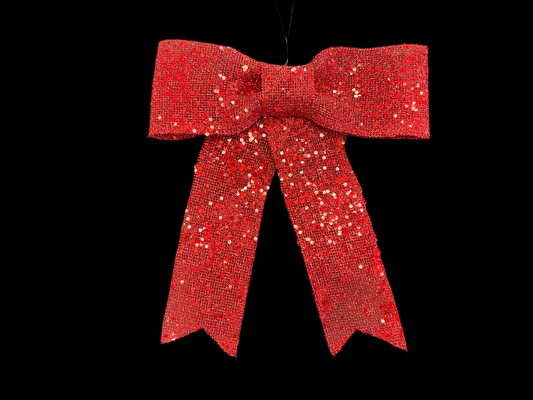 Red Glitter Burlap Bow 10" X 9"