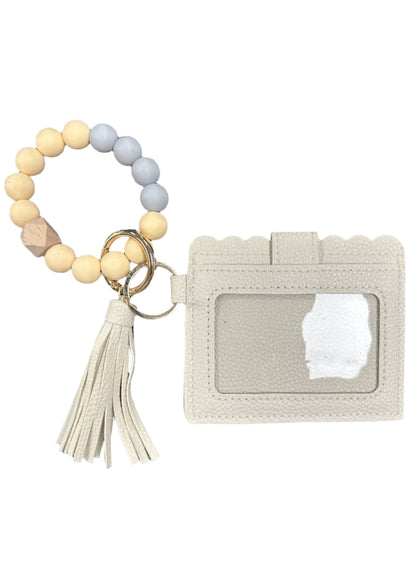 Silicone Beaded Bracelet Keyring with ID Card Wallet