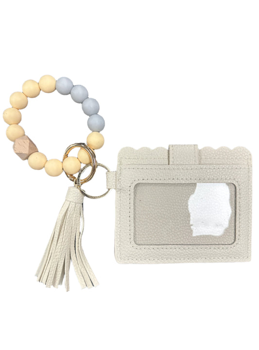 Silicone Beaded Bracelet Keyring with ID Card Wallet