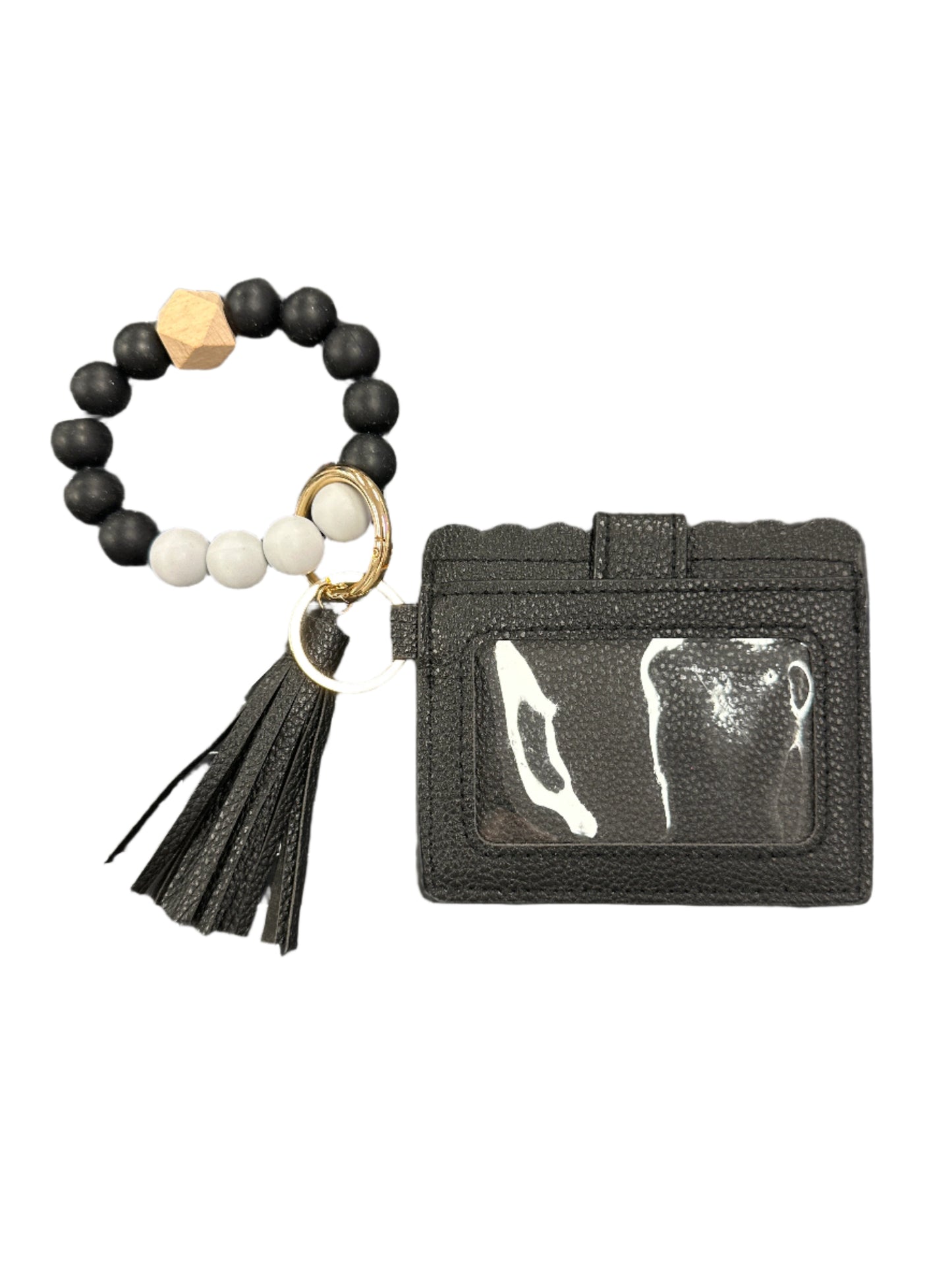 Silicone Beaded Bracelet Keyring with ID Card Wallet