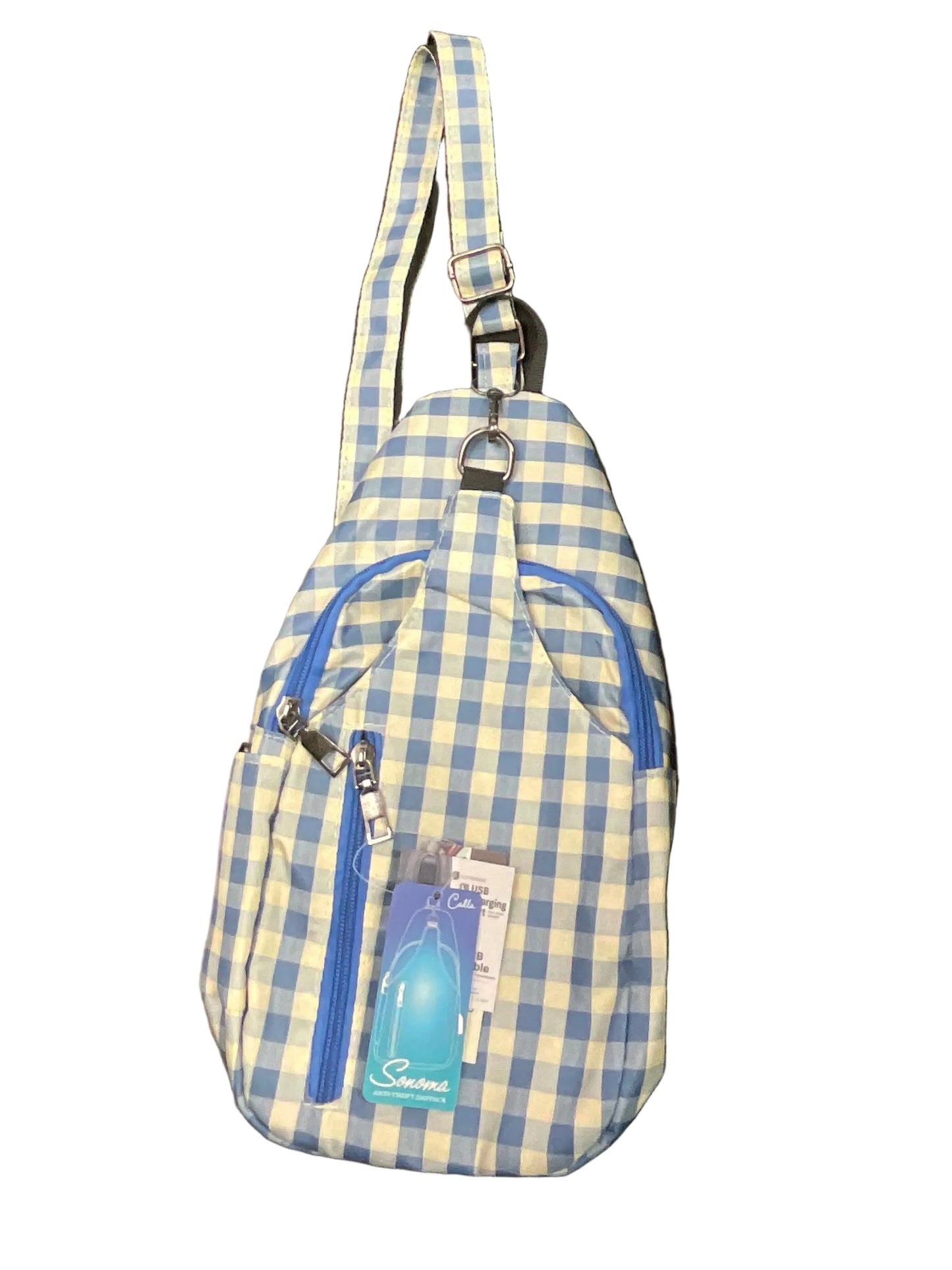 Calla Sonoma Antitheft Daypack Small Powder Blue Gingham Bag