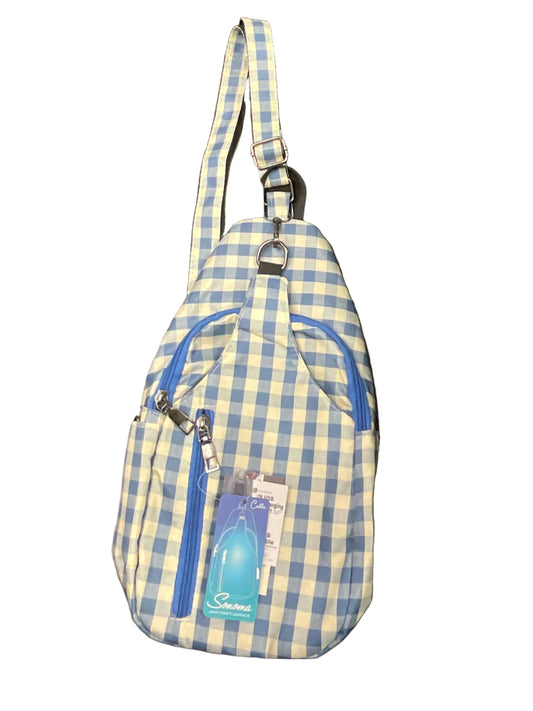 Calla Sonoma Antitheft Daypack Small Powder Blue Gingham Bag