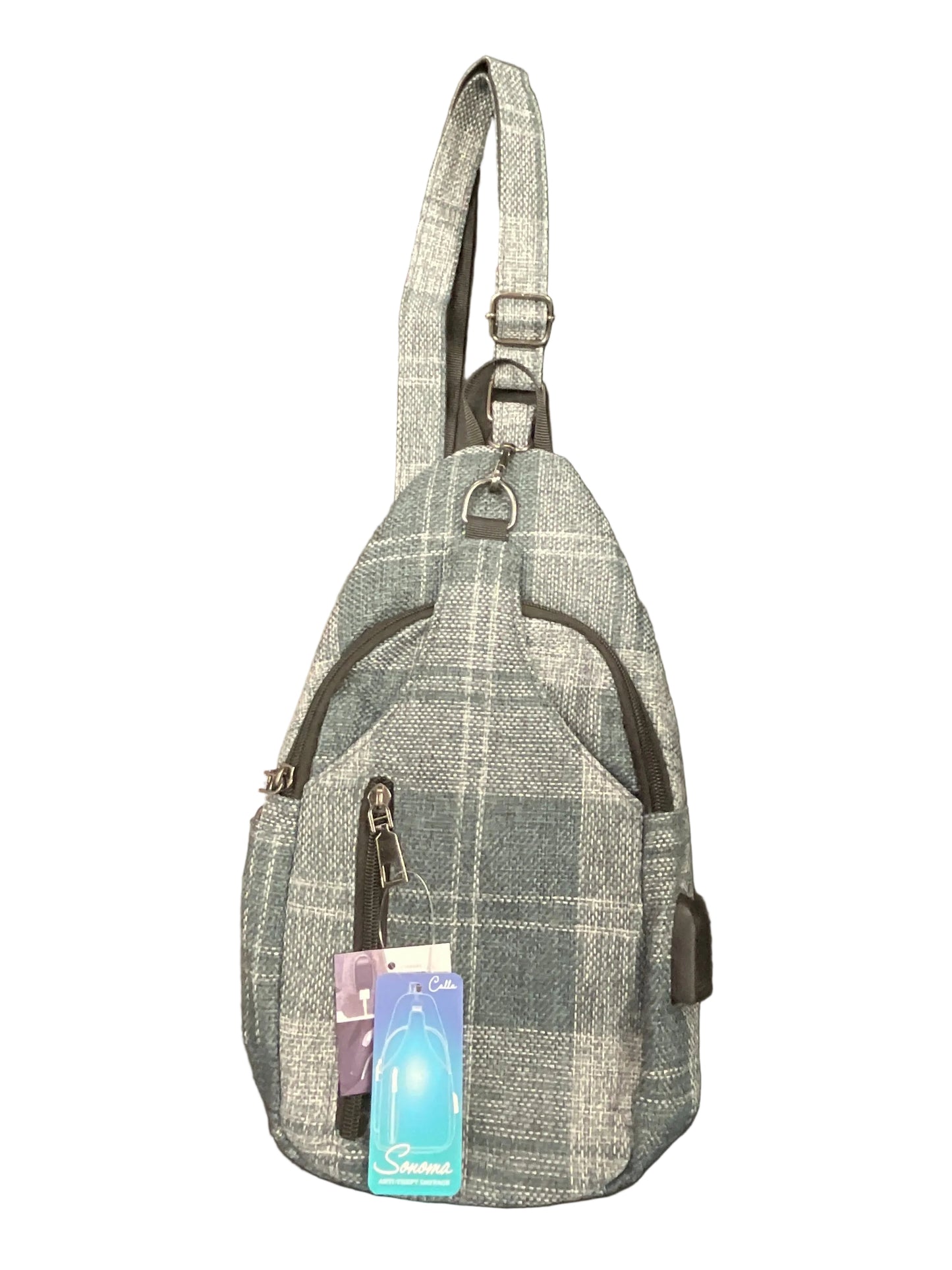 Calla Sonoma Antitheft Daypack Small Gray Plaid Tweed Bag