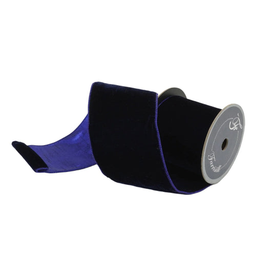Farrisilk 4"x 10yds Velvet Luster Ribbon Navy Blue