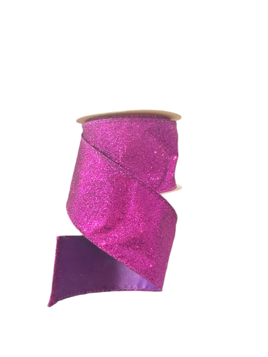 2.5" Glitter Ribbon: Purple (10 Yards)