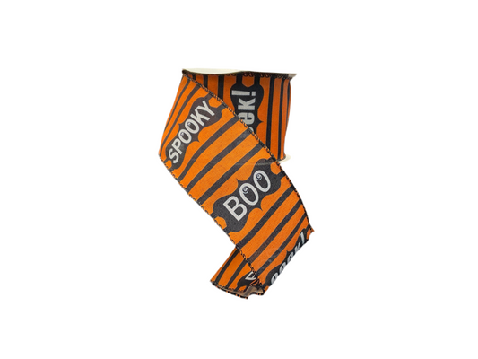 Halloween Ribbon 2.5 X 10 Yards - Eeek, Boo - Or/Blk