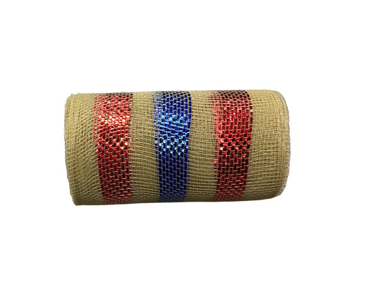 6" X 10yds Red\Tan\Blue Mesh