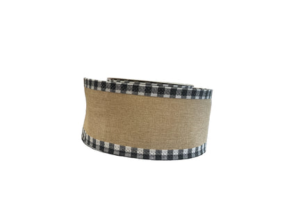 2.5” Royal Burlap Ribbon with Checks 10yds