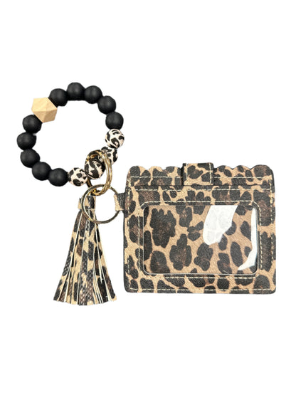 Silicone Beaded Bracelet Keyring with ID Card Wallet