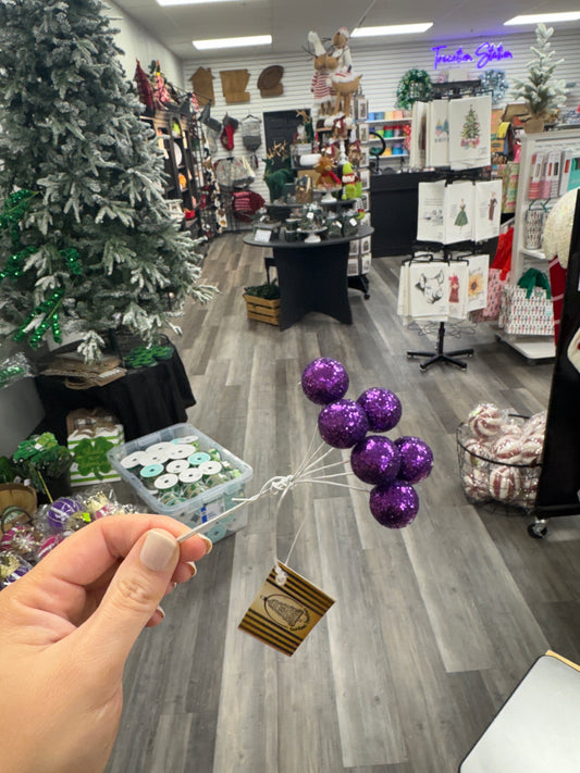 Purple Glitter Ball Pick Small Set Of 12