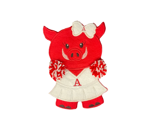 Cute Little Piggy Cheerleader Appliqué