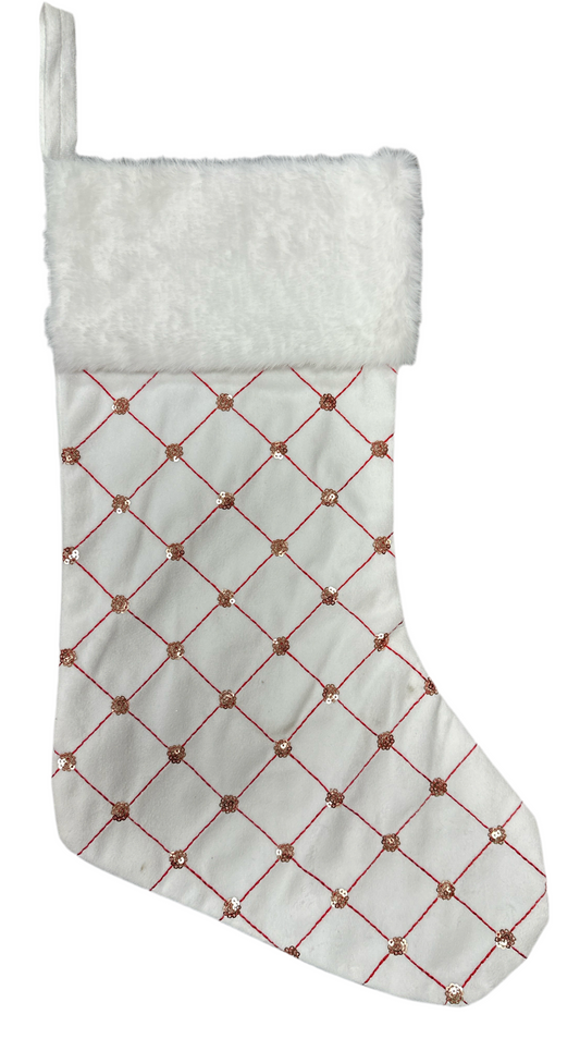 Red and White Satin Stockings with Sequins
