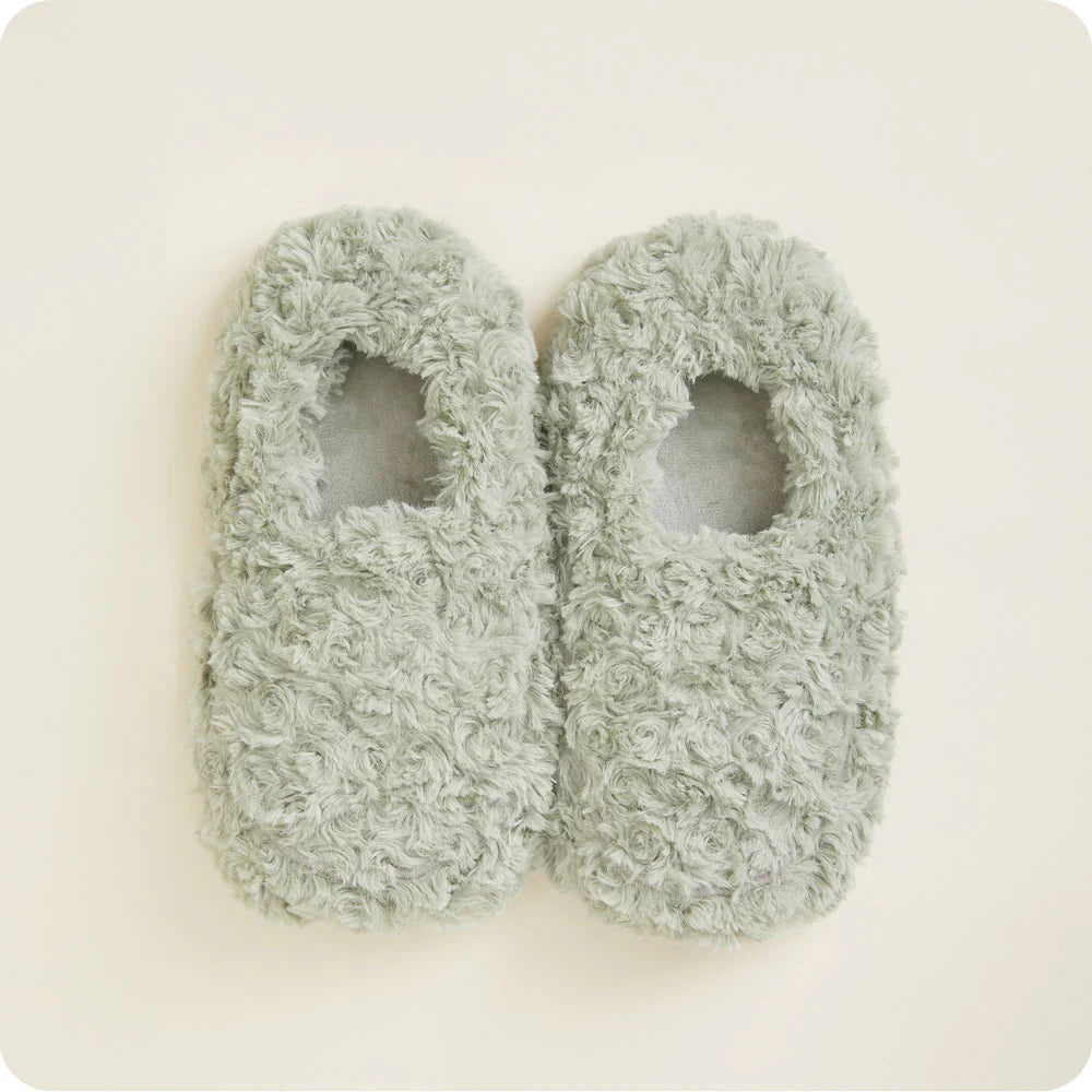 Warmies Slippers: Curly Sage Green