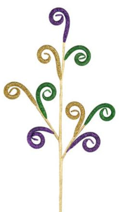 23" Glitter Tubing Coil Spray: Gold, Purple & Green