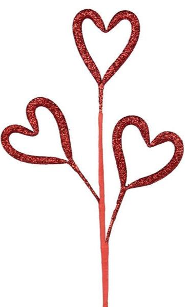 21" Tubing Heart Spray: Red