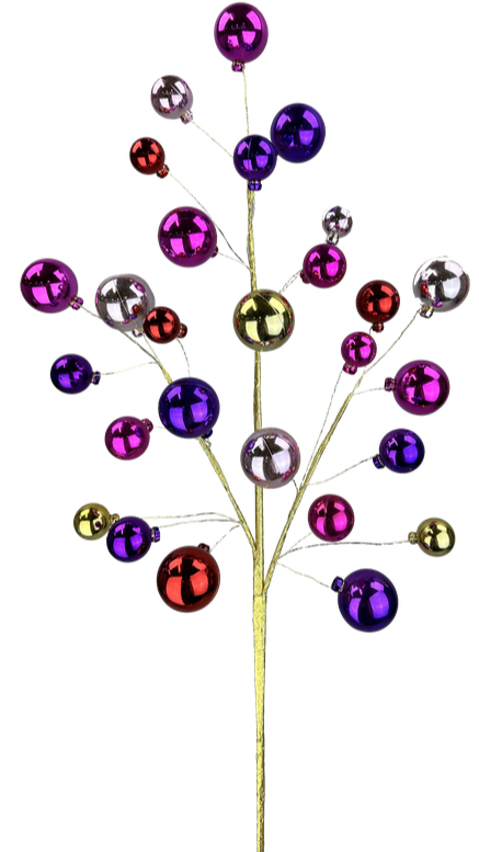 28" Ornament Spray: Purple, Pink, Gold