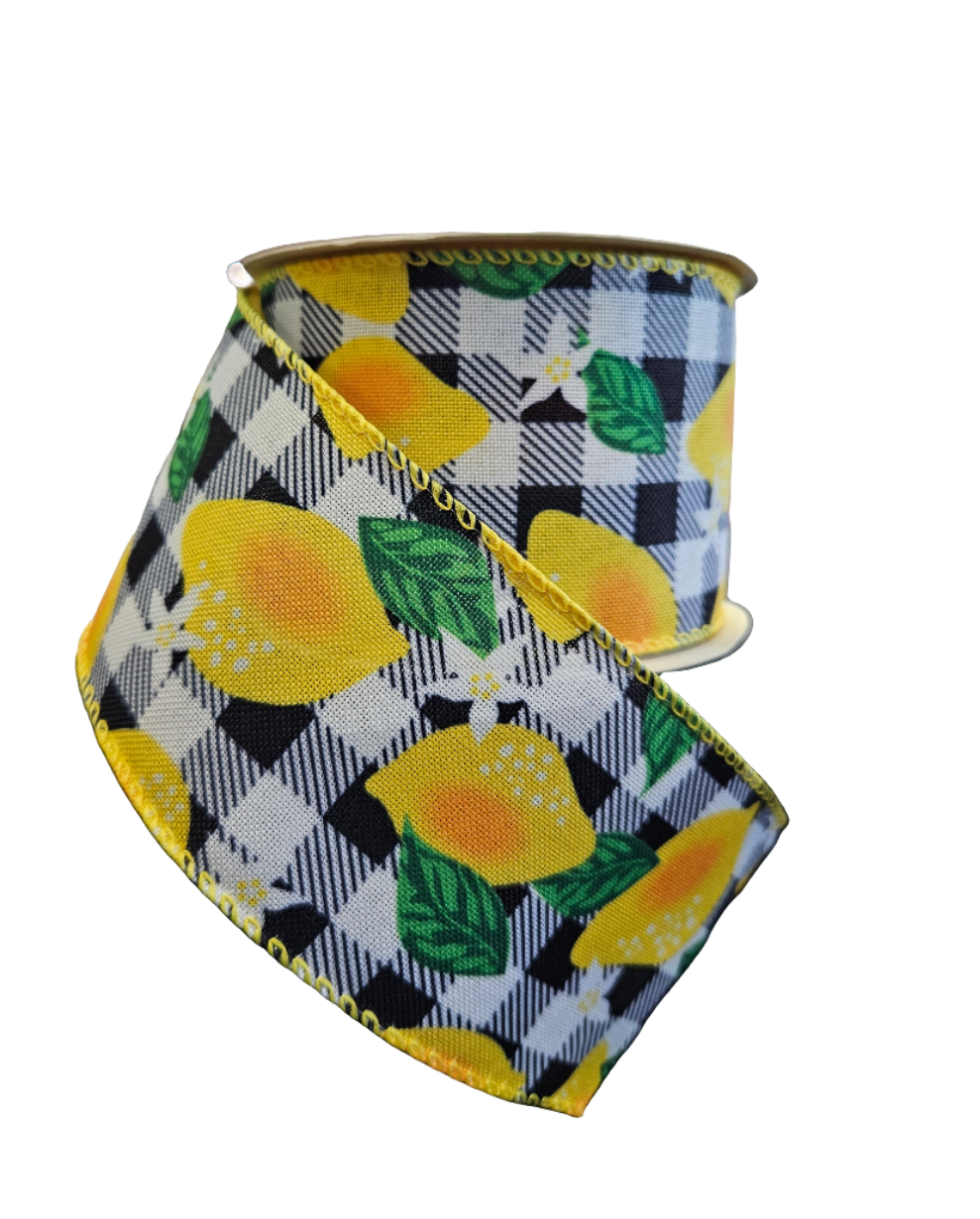 2.5" x 10yds Lemon Themed Ribbon