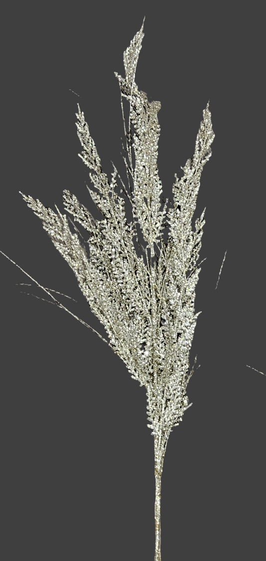 31" Glitter Cedar Grass Spray: Champagne Gold
