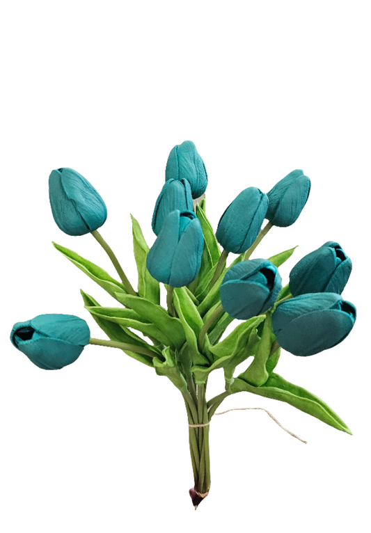 Tulips Bunch Set Of 10: Teal