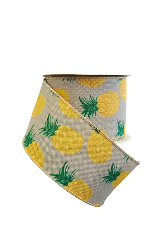2.5" X 10yds Pineapple Theme Ribbon